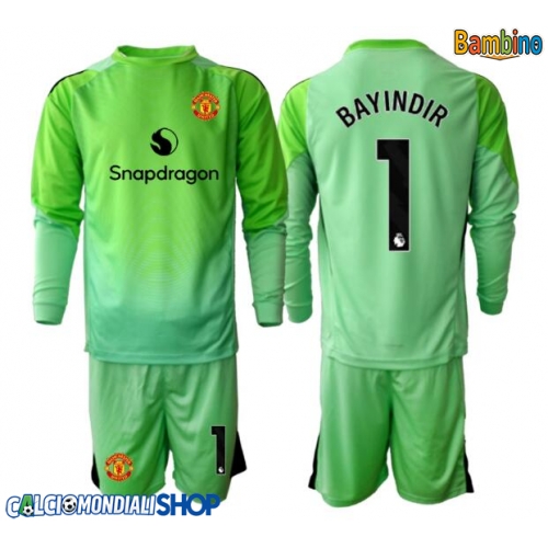 Maglie da calcio Manchester United Altay Bayindir #1 Portiere Terza Maglia Bambino 2025-26 Manica Lunga + Pantaloni corti)